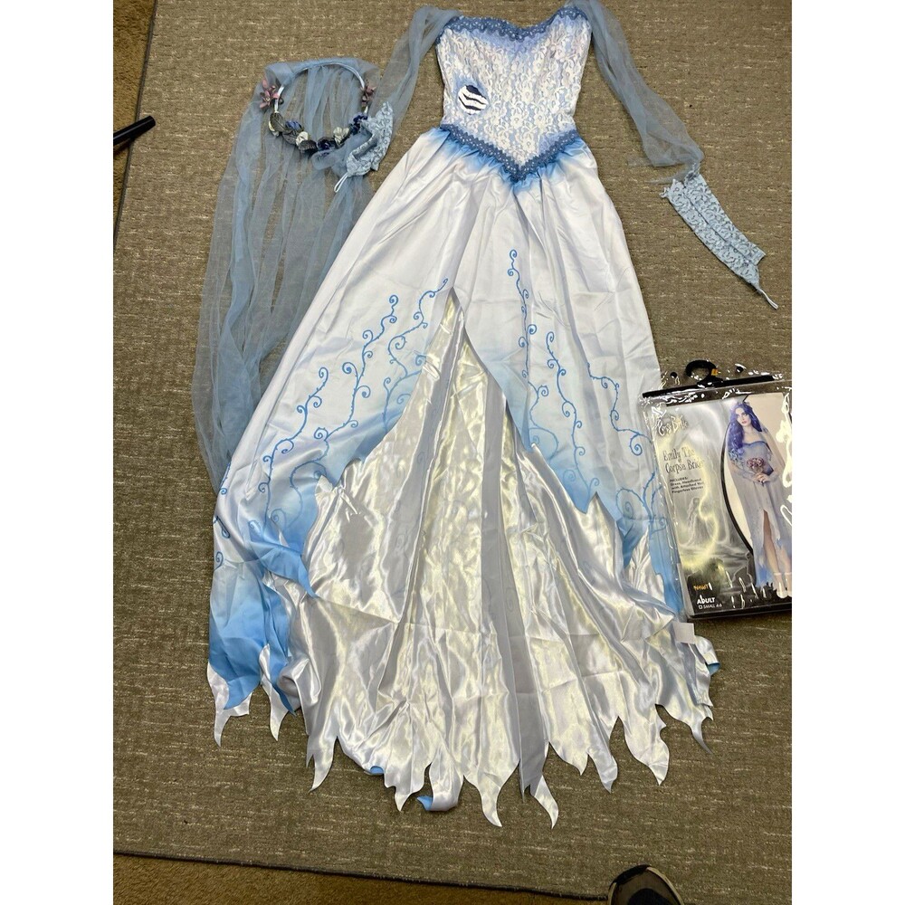 Spirit Corpse Bride Emily adult small S 4-6 Blue White dress Halloween costume